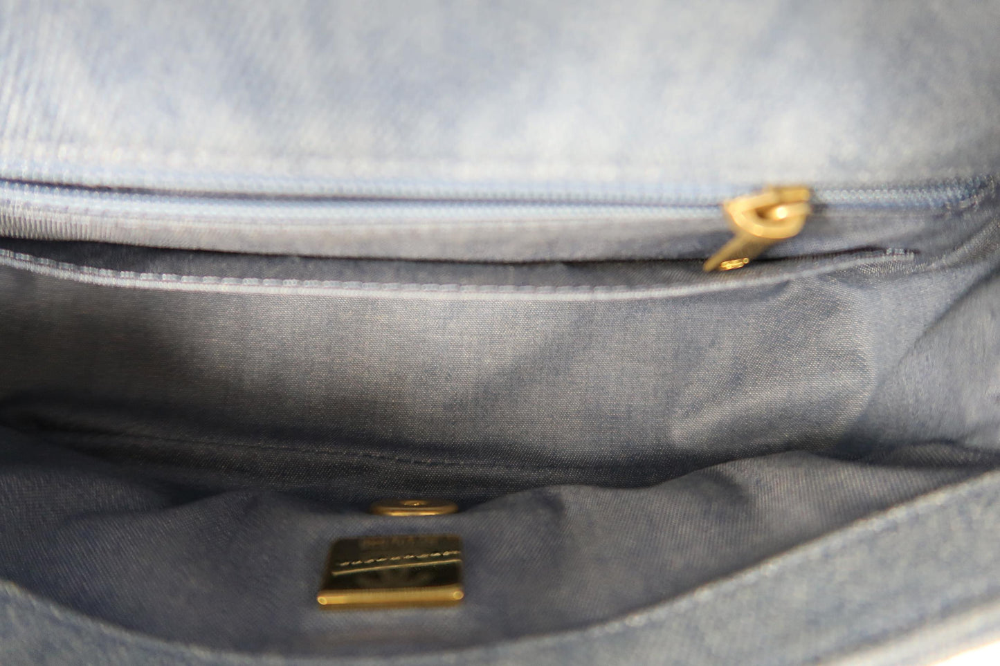 Chanel Blue Denim Classic Flap Bag with Gold Ball Charm