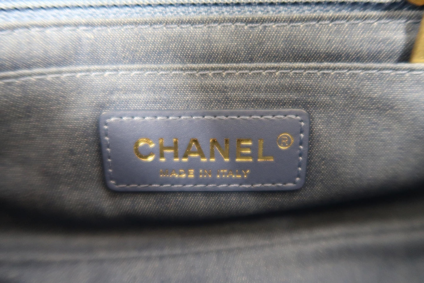 Chanel Blue Denim Classic Flap Bag with Gold Ball Charm