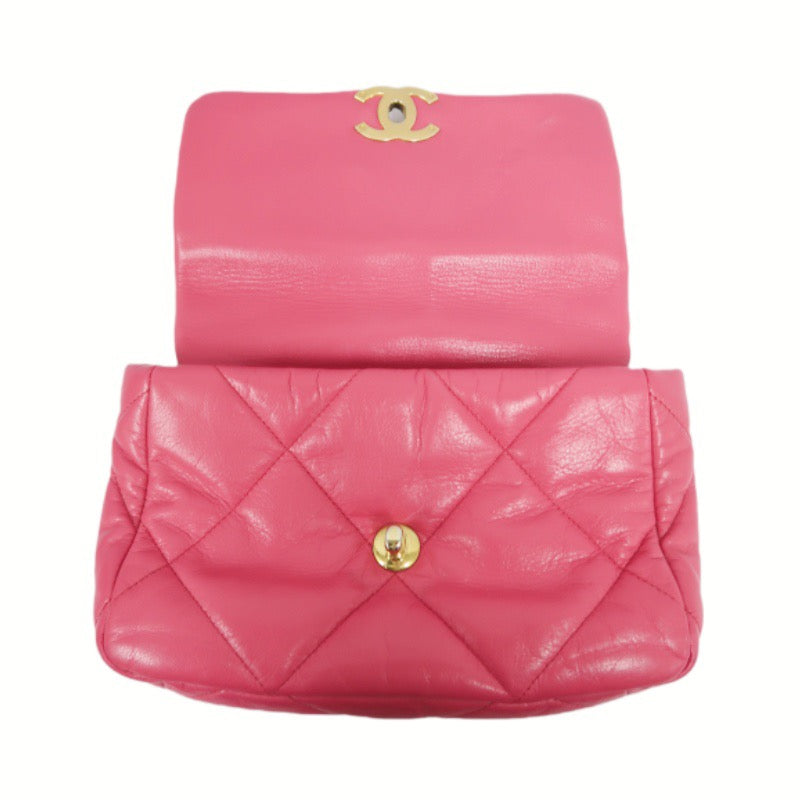 Chanel 19 Flap Bag in Pink Lambskin with Gold Hardware