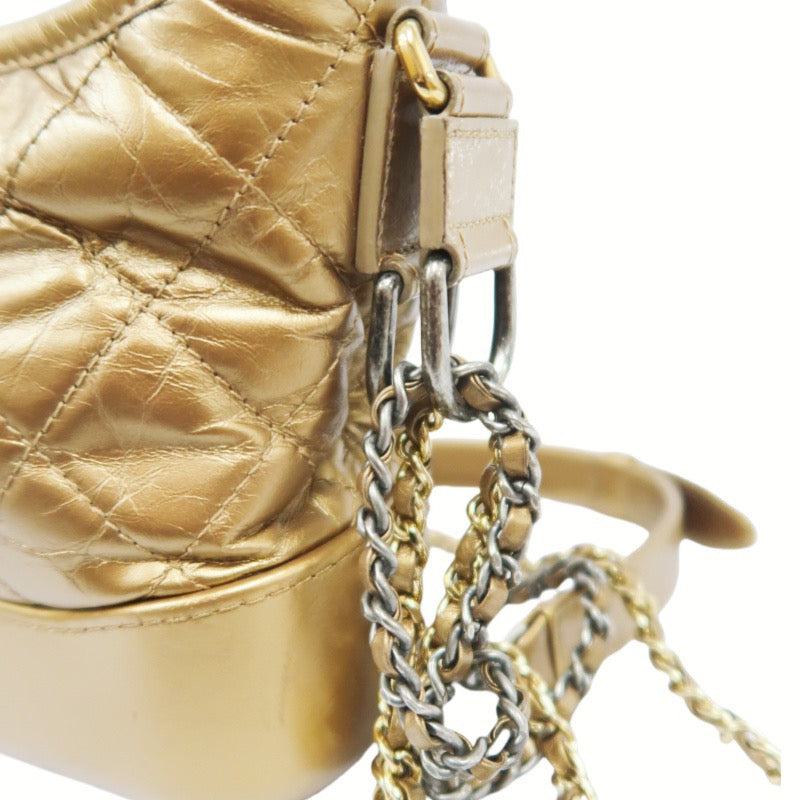 Chanel Gabrielle Hobo Bag in Gold Waxed Leather with Two-Tone Chain
