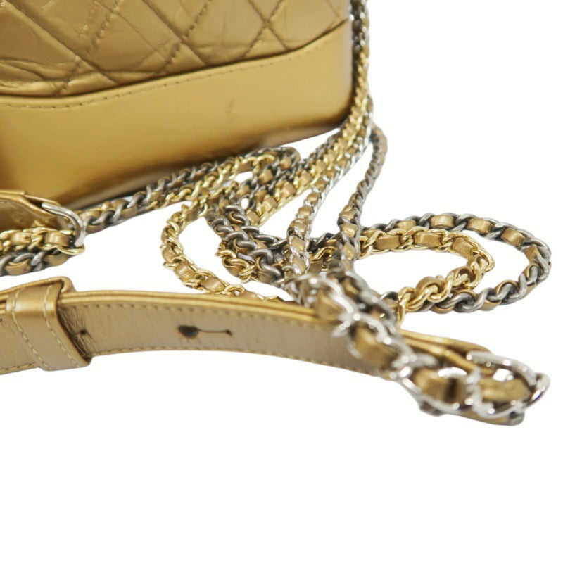 Chanel Gabrielle Hobo Bag in Gold Waxed Leather with Two-Tone Chain