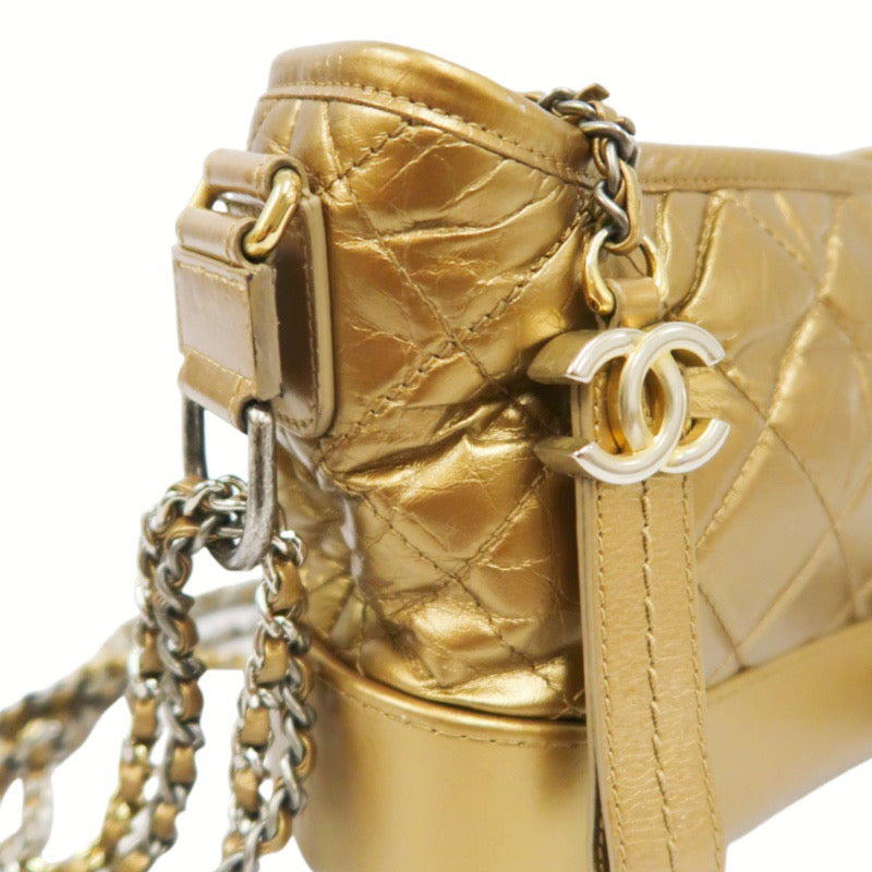 Chanel Gabrielle Hobo Bag in Gold Waxed Leather with Two-Tone Chain