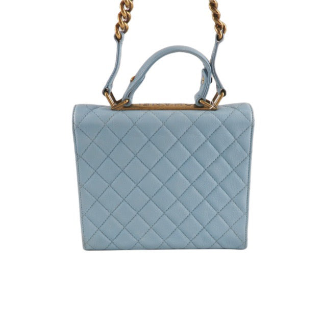 CHANEL Light Blue Quilted Shoulder Bag, Gold Hardware, Caviar Leather, with Guarantee Card, Blue Calfskin, 2.55 Handle Crossbody Bag