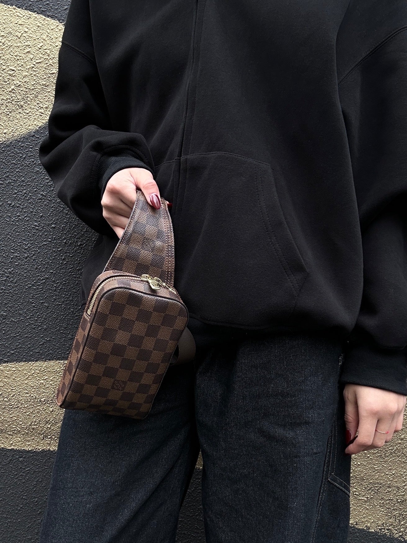 LOUIS VUITTON Damier Geronimos Body Bag (PVC Damier Canvas), Chest Bag