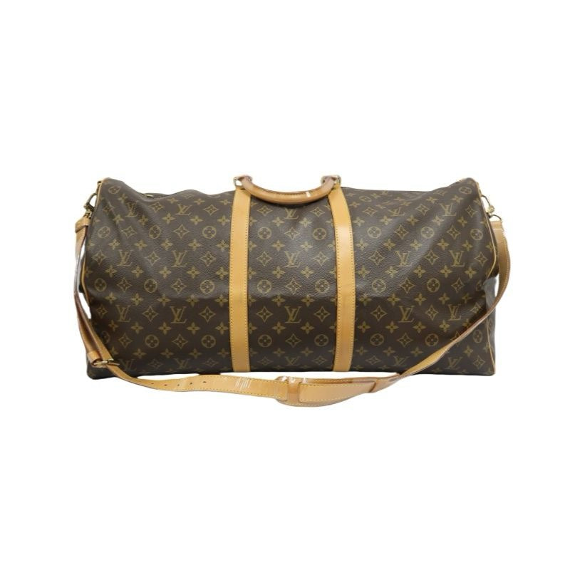 Louis Vuitton Monogram Keepall Bandouliere 60 Boston Bag, with Name Tag and Shoulder Strap