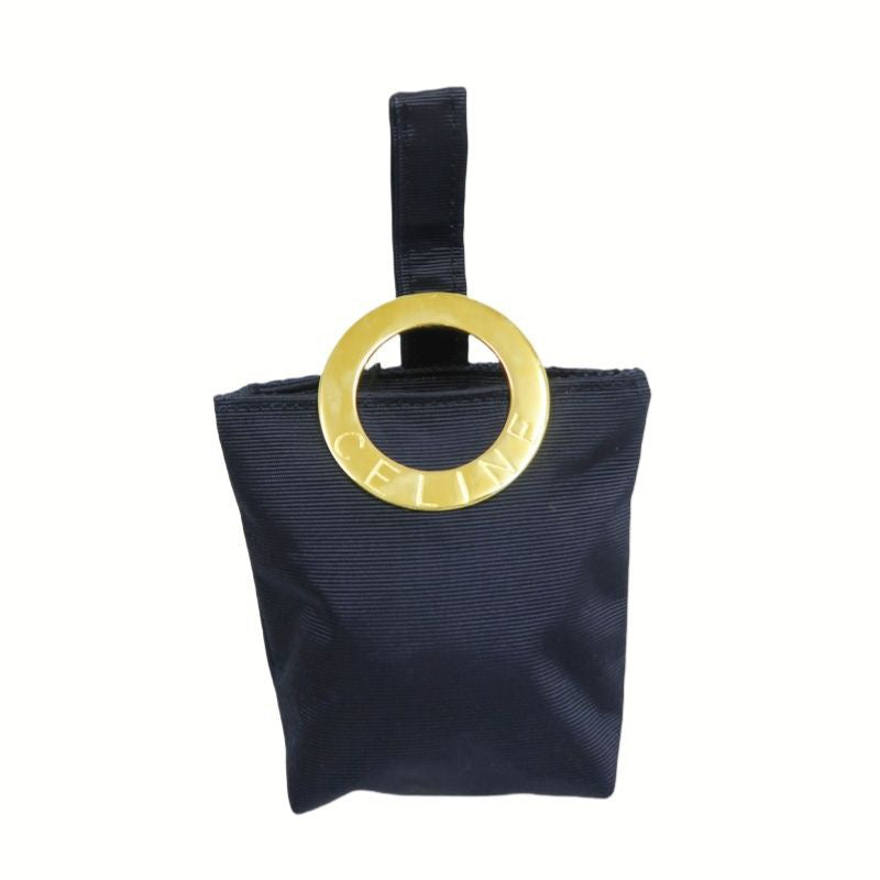 CELINE Navy Nylon Pouch with Gold Hardware, comes with Box