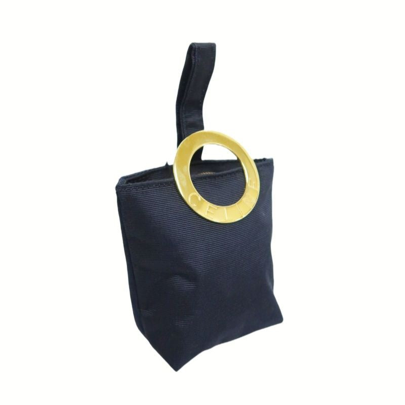 CELINE Navy Nylon Pouch with Gold Hardware, comes with Box