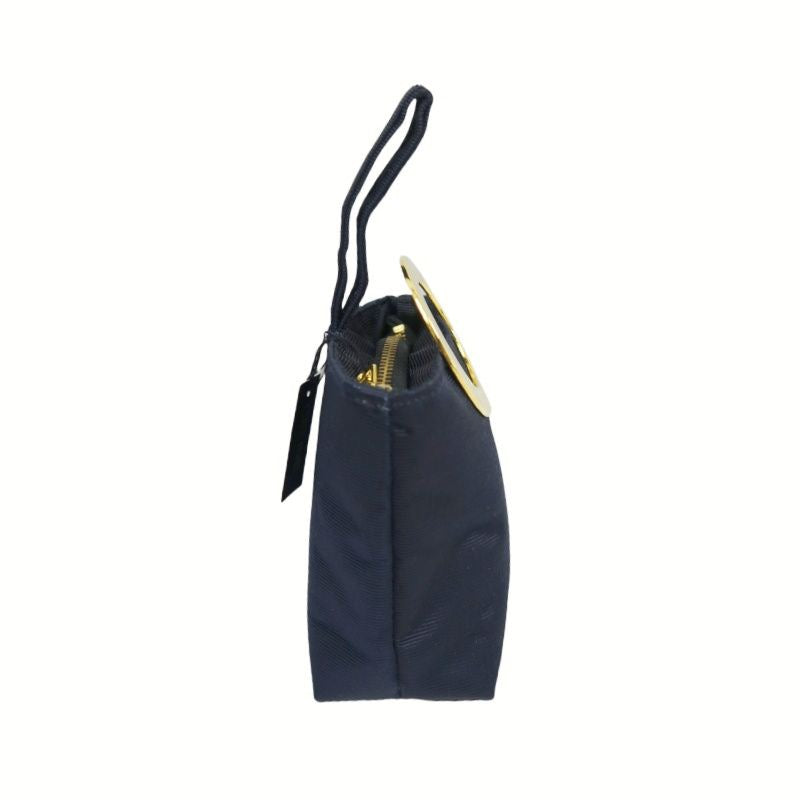 CELINE Navy Nylon Pouch with Gold Hardware, comes with Box
