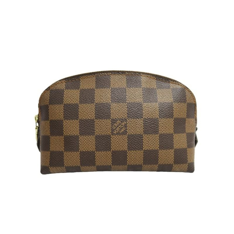 LOUIS VUITTON Damier Pochette Cosmetique, Brown, Half-Moon Cosmetic Pouch