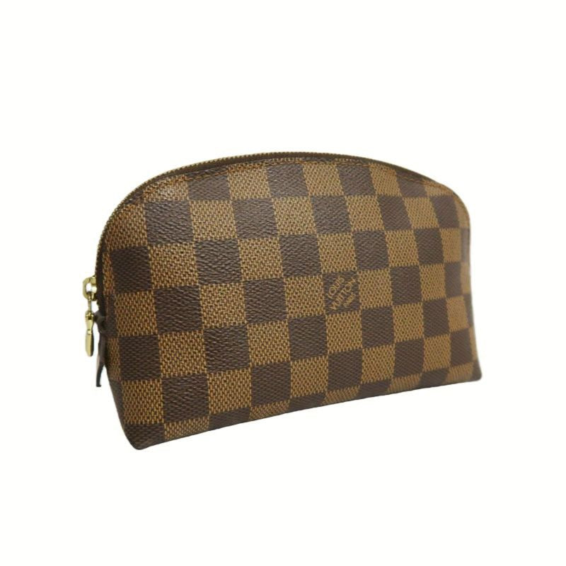 LOUIS VUITTON Damier Pochette Cosmetique, Brown, Half-Moon Cosmetic Pouch
