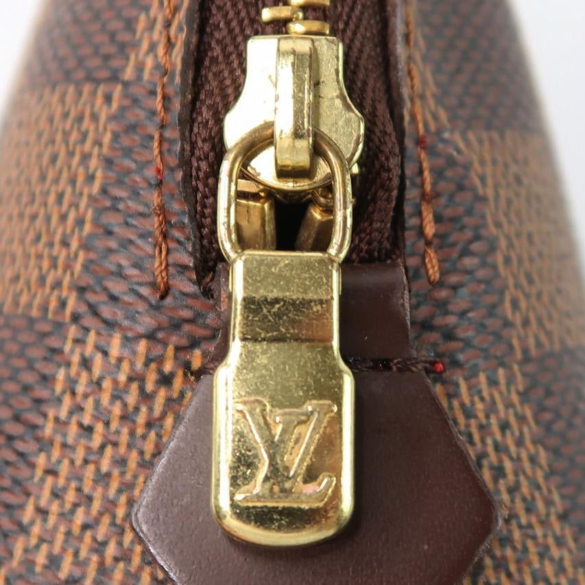 LOUIS VUITTON Damier Pochette Cosmetique, Brown, Half-Moon Cosmetic Pouch