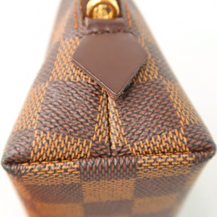 LOUIS VUITTON Damier Pochette Cosmetique, Brown, Half-Moon Cosmetic Pouch