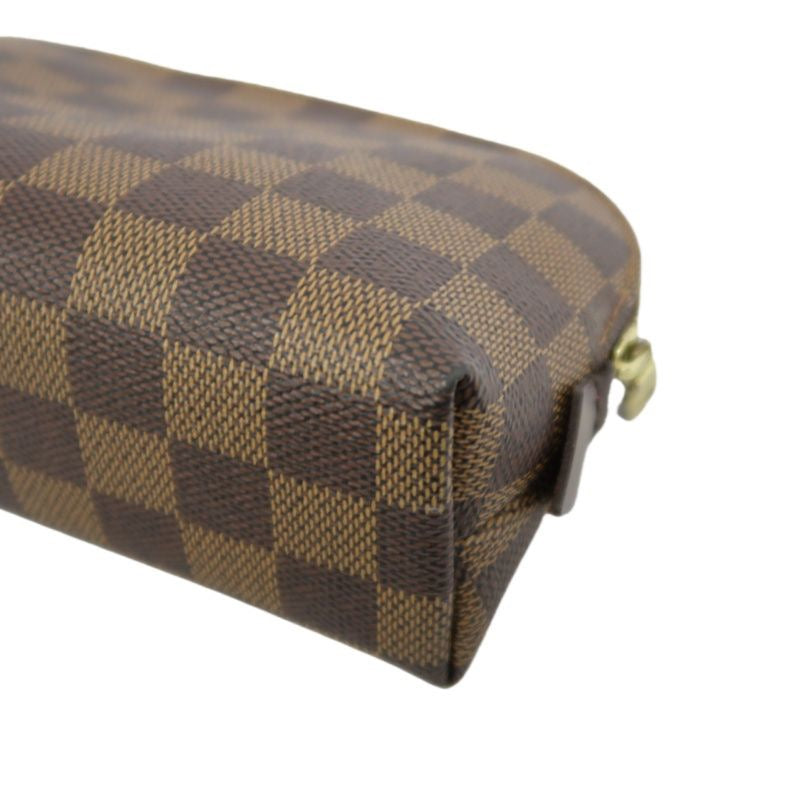 LOUIS VUITTON Damier Pochette Cosmetique, Brown, Half-Moon Cosmetic Pouch