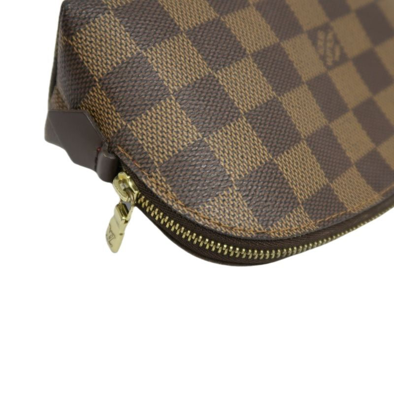 LOUIS VUITTON Damier Pochette Cosmetique, Brown, Half-Moon Cosmetic Pouch