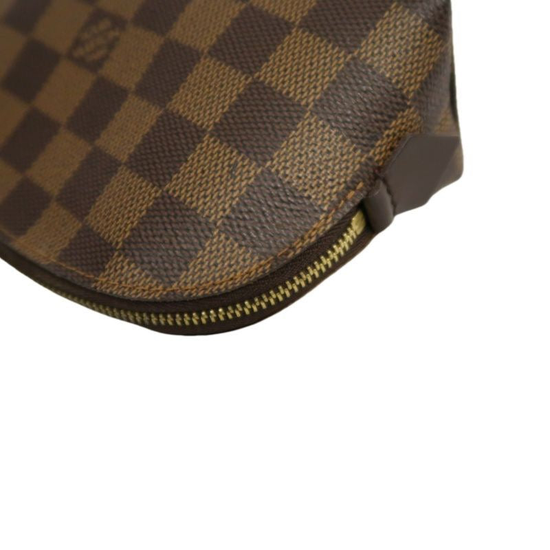 LOUIS VUITTON Damier Pochette Cosmetique, Brown, Half-Moon Cosmetic Pouch