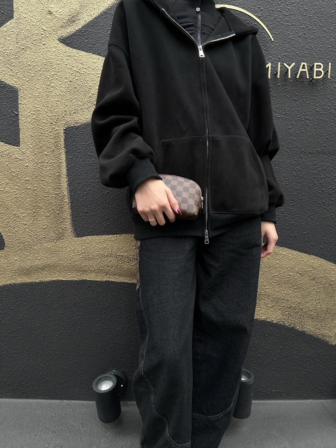 LOUIS VUITTON Damier Pochette Cosmetique, Brown, Half-Moon Cosmetic Pouch