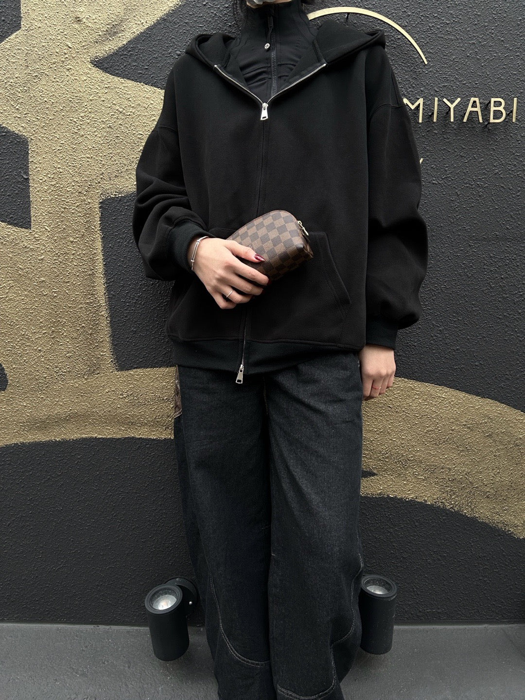 LOUIS VUITTON Damier Pochette Cosmetique, Brown, Half-Moon Cosmetic Pouch