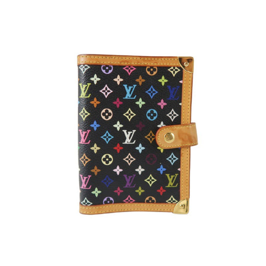 LOUIS VUITTON Monogram Multicolore Agenda Notebook, Black, PVC Material