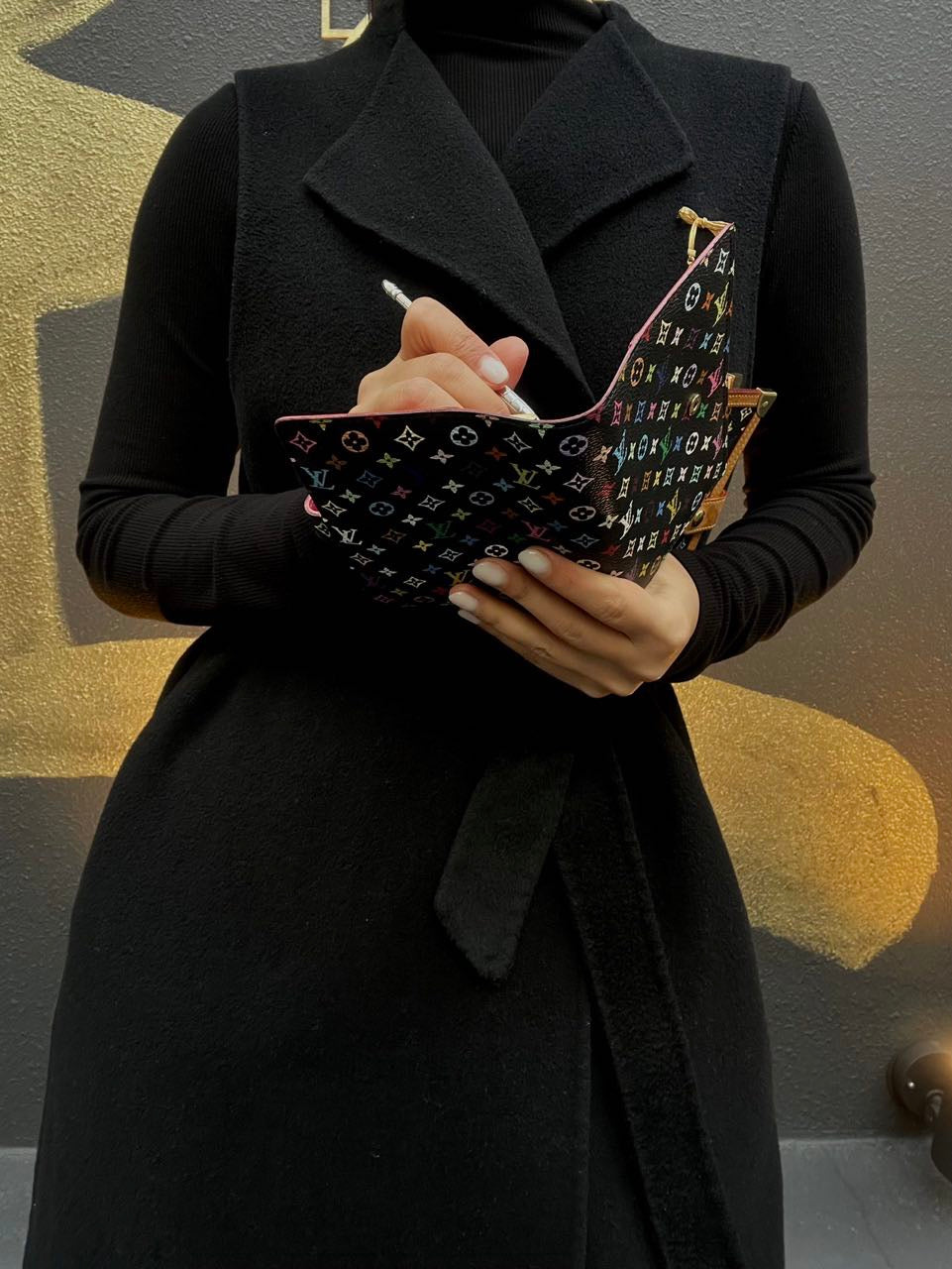 LOUIS VUITTON Monogram Multicolore Agenda Notebook, Black, PVC Material