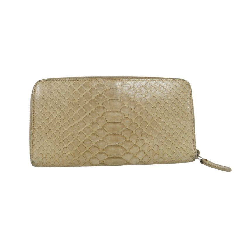 CHANEL Python Skin Long Wallet, Beige