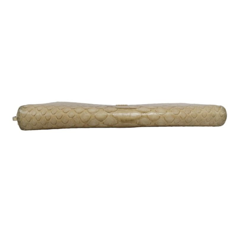 CHANEL Python Skin Long Wallet, Beige