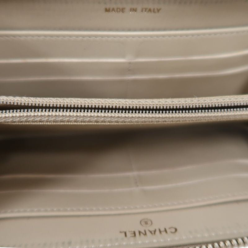 CHANEL Python Skin Long Wallet, Beige