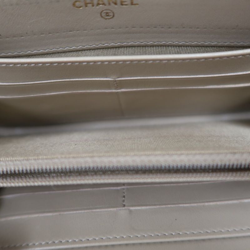 CHANEL Python Skin Long Wallet, Beige
