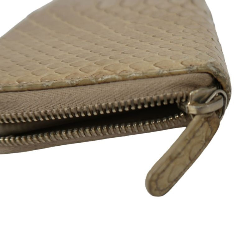 CHANEL Python Skin Long Wallet, Beige