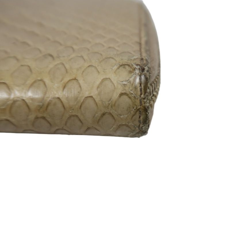 CHANEL Python Skin Long Wallet, Beige