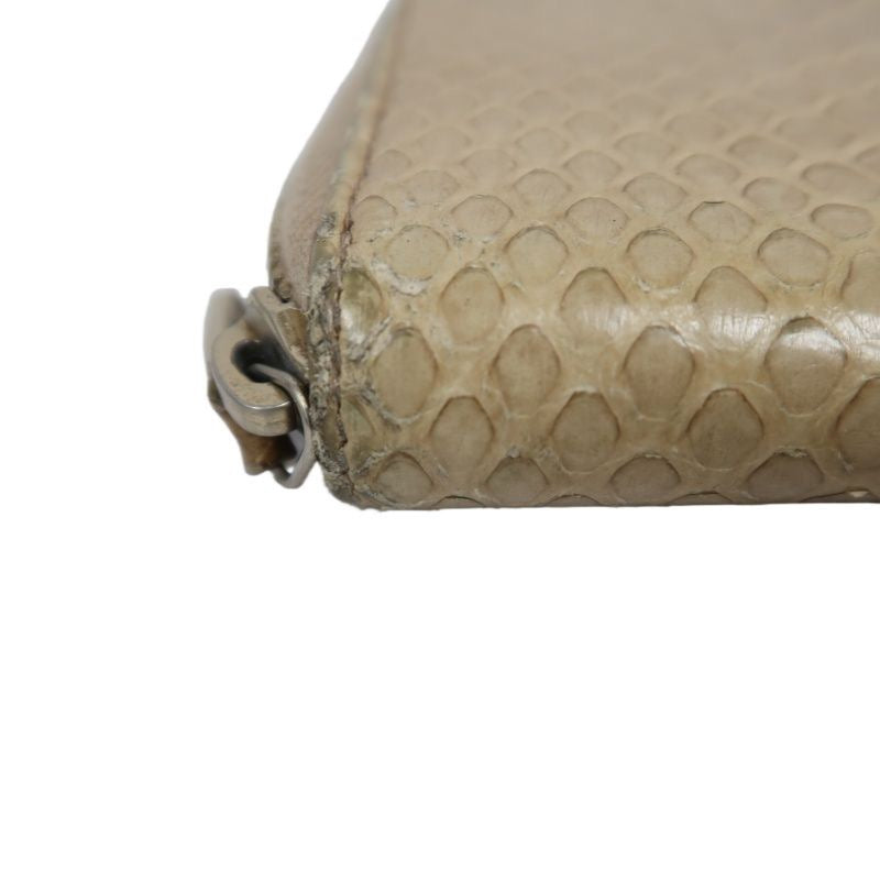 CHANEL Python Skin Long Wallet, Beige