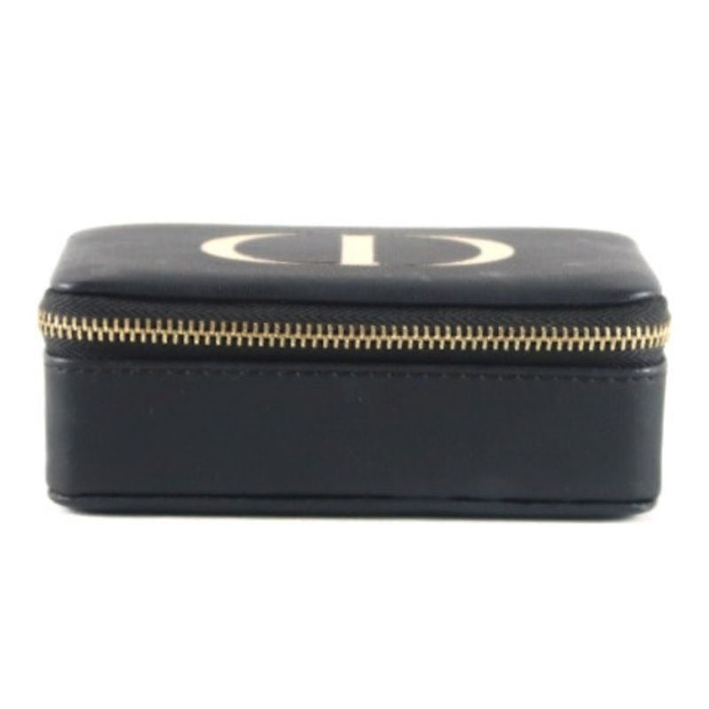 DIOR Accessory Pouch, Black Leather with Gold-Tone CD Hardware