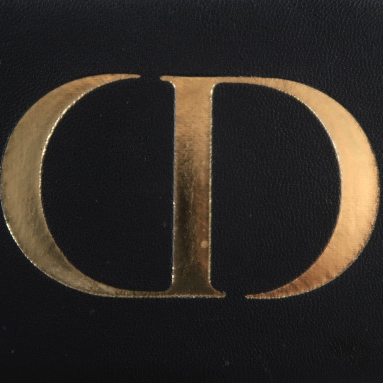 DIOR Accessory Pouch, Black Leather with Gold-Tone CD Hardware