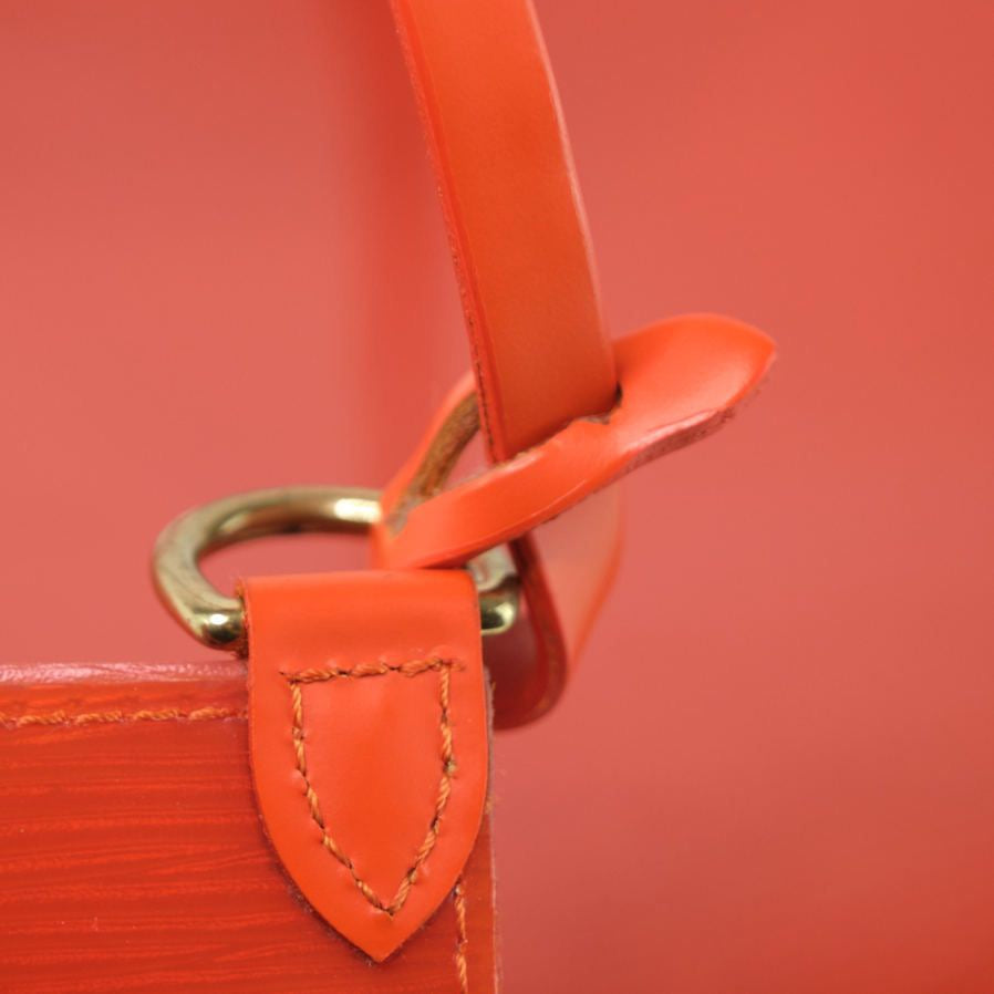 Louis Vuitton Orange Epi Leather Clear Vinyl Tote Handbag with Pouch