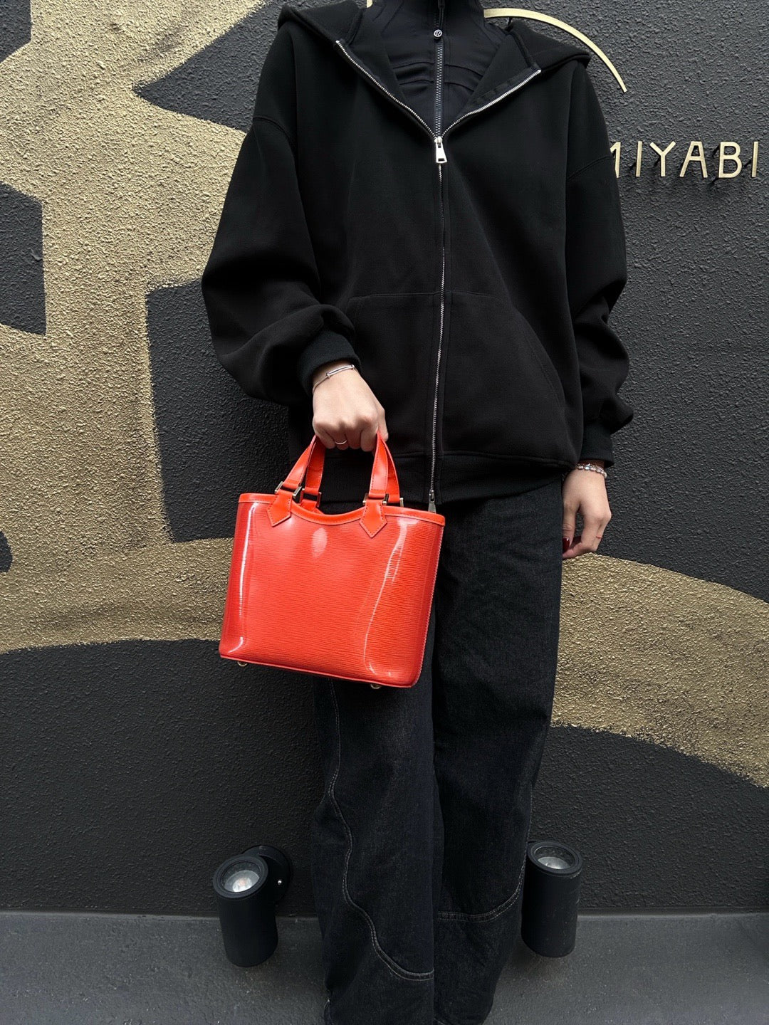 Louis Vuitton Orange Epi Leather Clear Vinyl Tote Handbag with Pouch