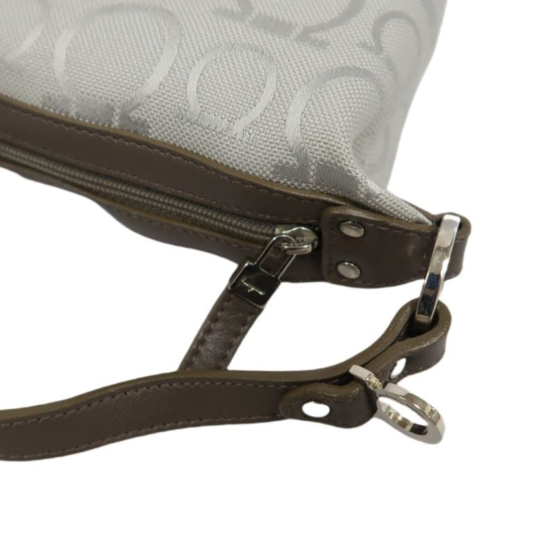 Salvatore Ferragamo Gray Fabric Pouch Shoulder Bag with Silver Hardware