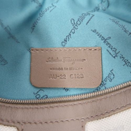 Salvatore Ferragamo Gray Fabric Pouch Shoulder Bag with Silver Hardware