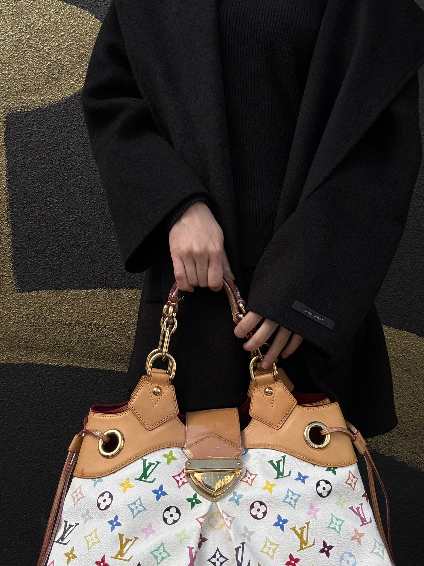 LOUIS VUITTON White Multicolor PVC Ursula Handbag with Push Lock
