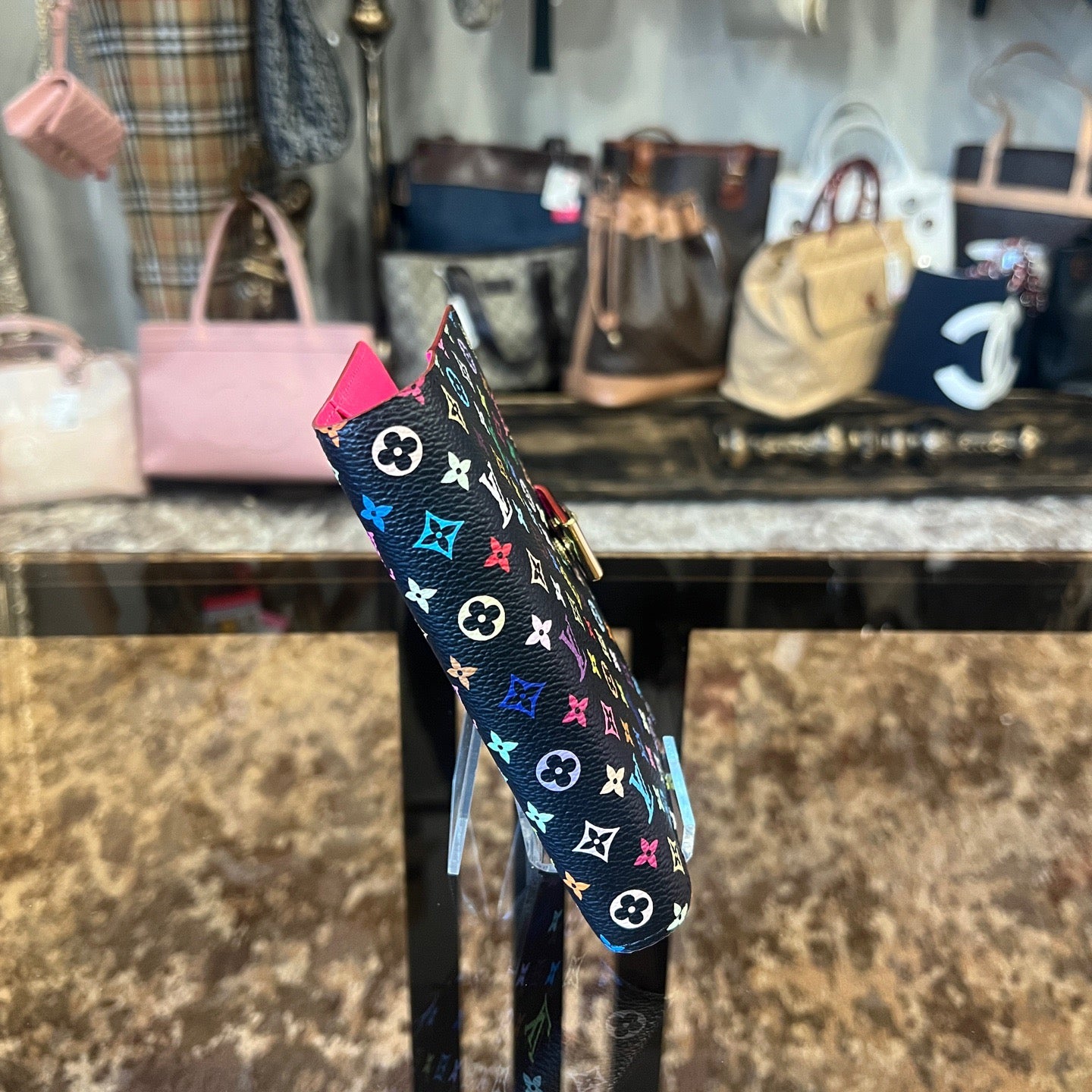 LOUIS VUITTON Multicolore Notebook, Black with Initials, Comes with Refillable Pages, Notepad, Card Slots, Instruction Manual and Dust Bag, Original Box Included