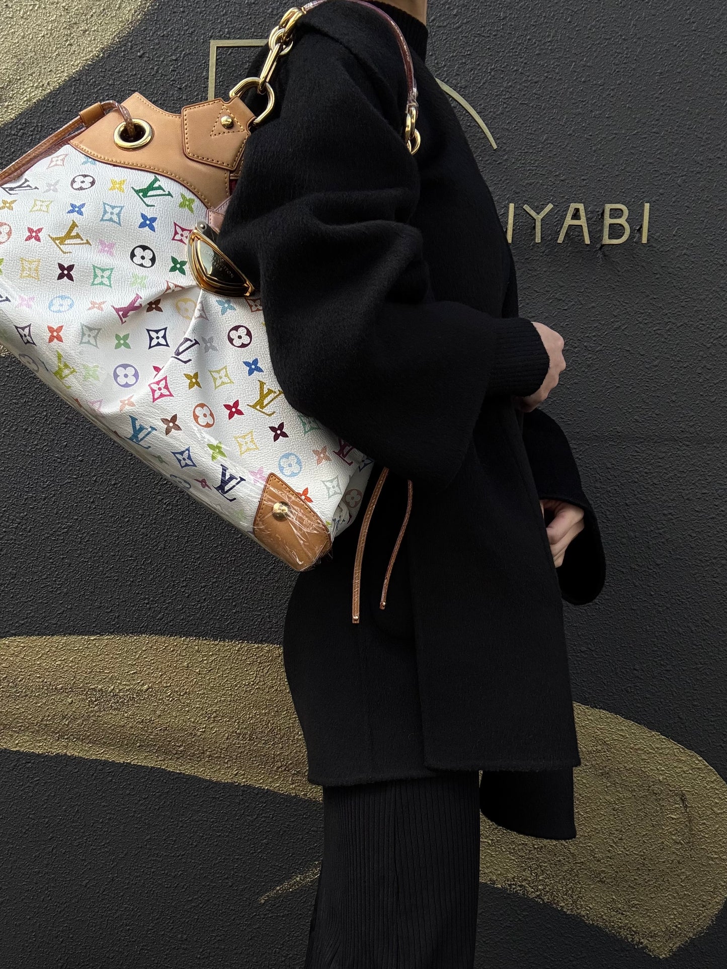 LOUIS VUITTON White Multicolor PVC Ursula Handbag with Push Lock