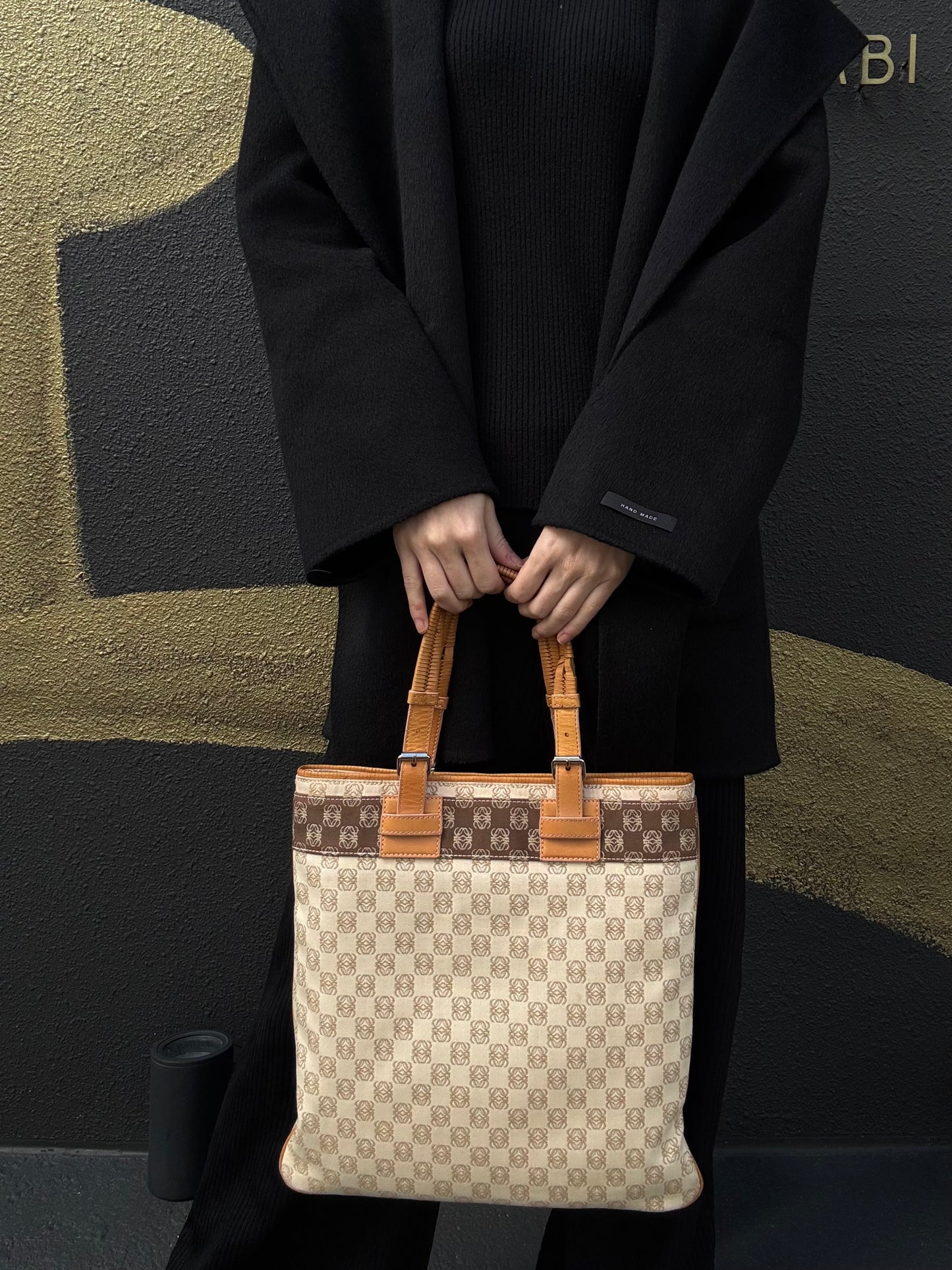 LOEWE Tote Bag, Canvas, Beige, Beige Monogram, Canvas Tote Shoulder Bag
