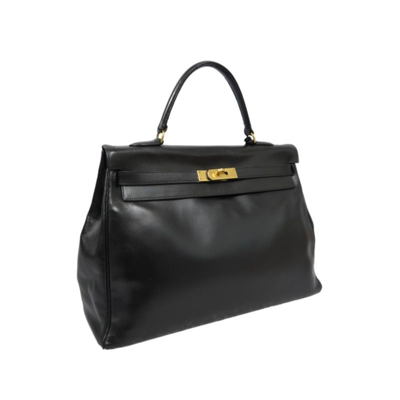 Hermes Kelly 34 Handbag, Black Chevre Leather with Gold Hardware, Comes with Dust Bag and 2 Keys
