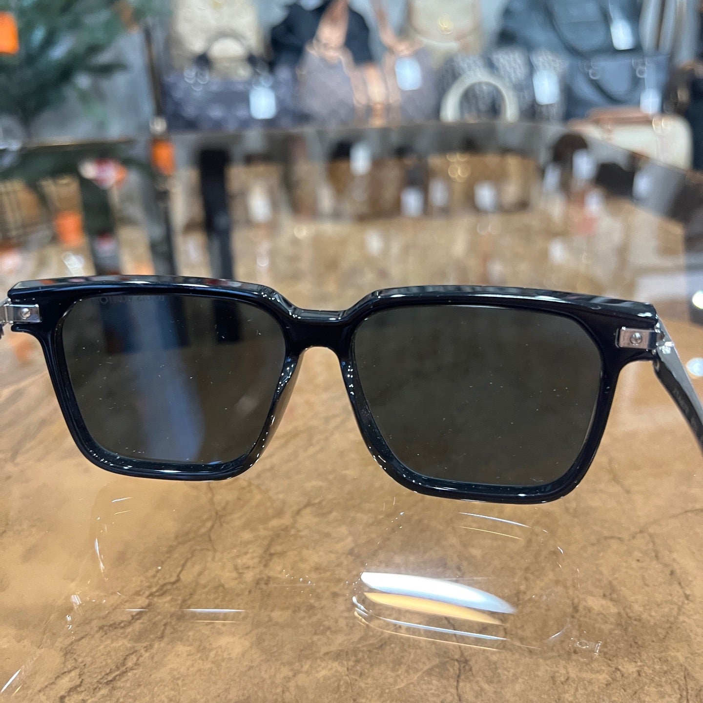 LOUIS VUITTON LV Rise Square Sunglasses, 56??15 150, Black, with Box and Dust Bag, LV Blue Resin Sunglasses