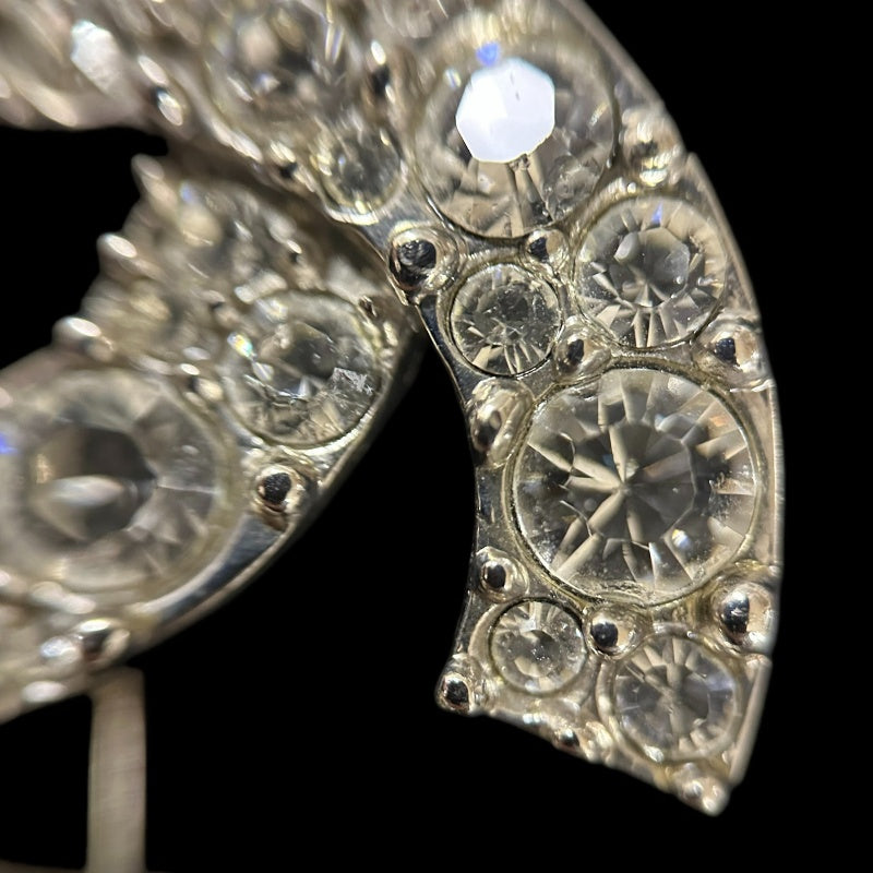 CHANEL Brooch, Rhinestone with Silver Hardware