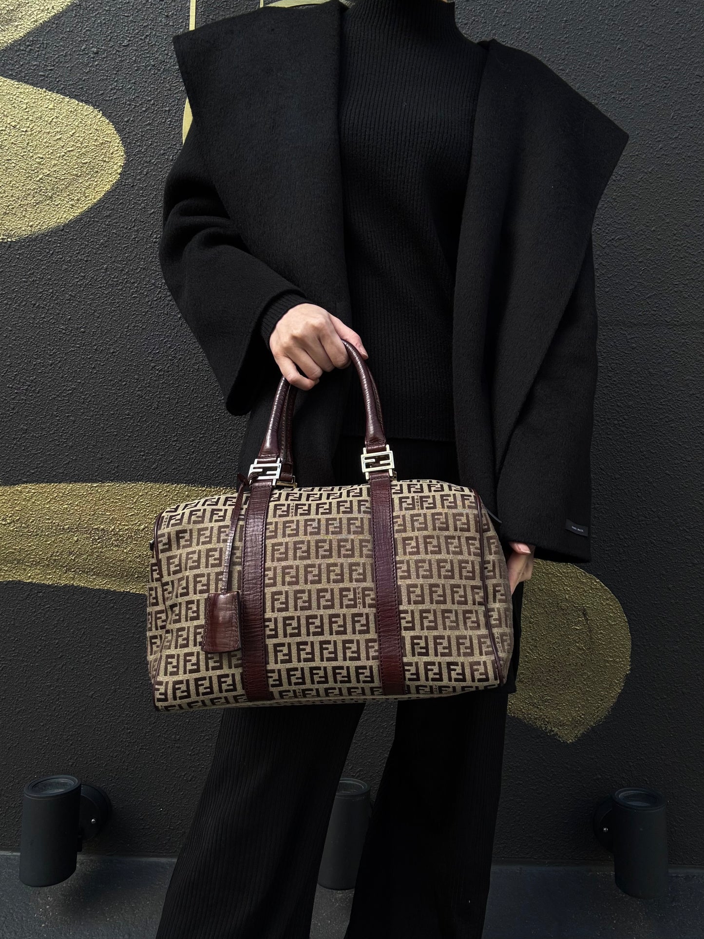 FENDI Mini Boston Bag, Brown, with Dust Bag