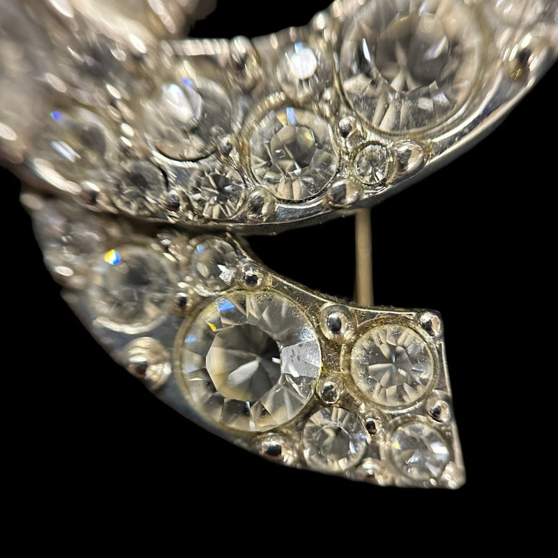 CHANEL Brooch, Rhinestone with Silver Hardware
