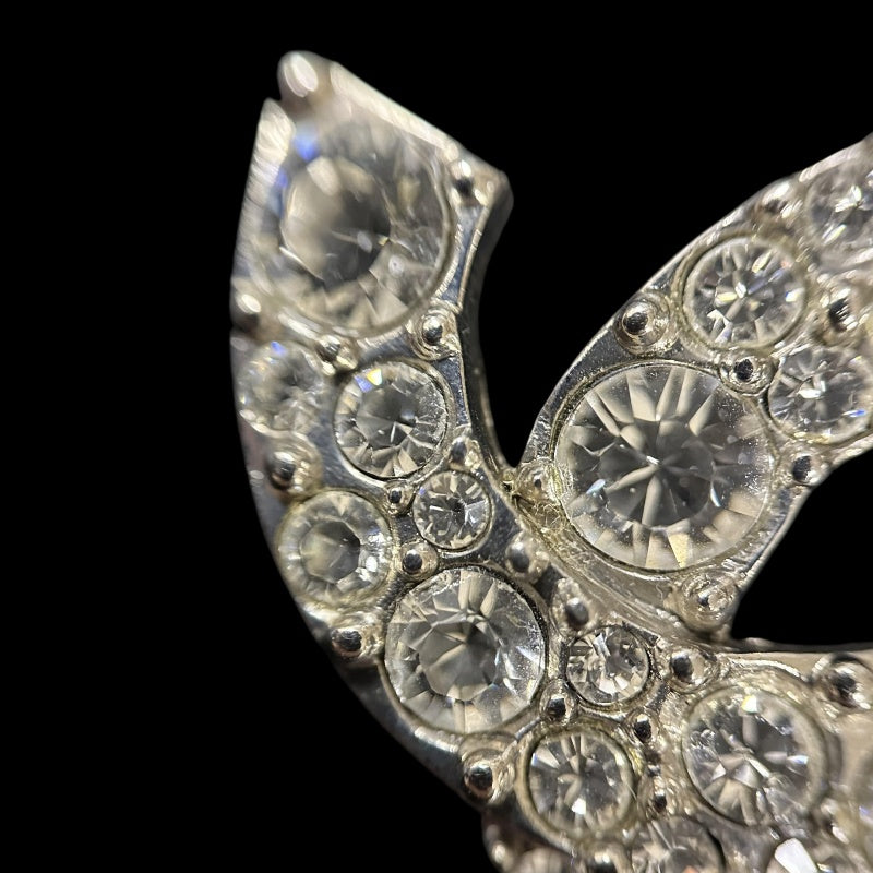 CHANEL Brooch, Rhinestone with Silver Hardware