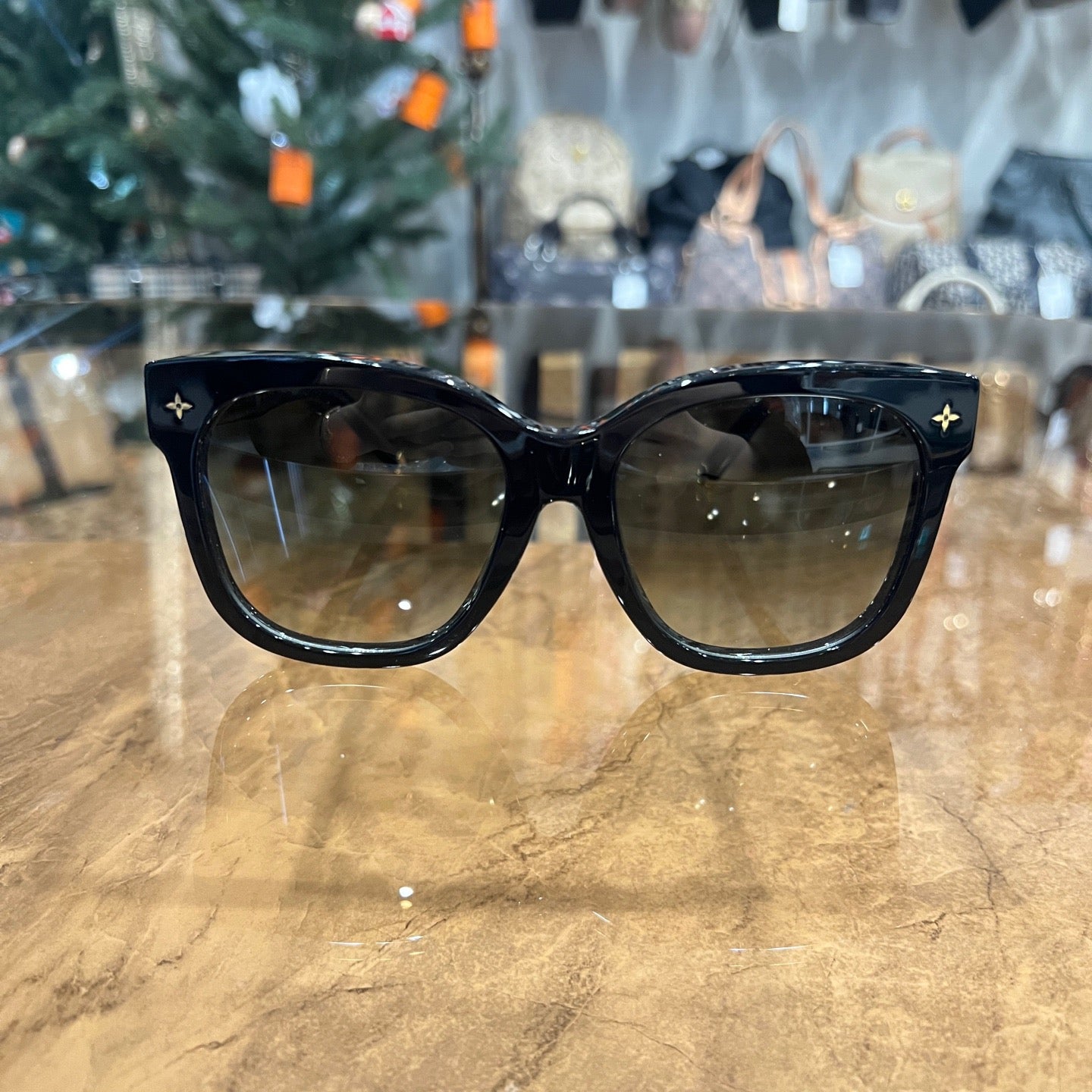LOUIS VUITTON LV My Monogram Cat Eye Sunglasses, 58??19 143, Black, with Box and Dust Bag, LV Grey Resin Sunglasses