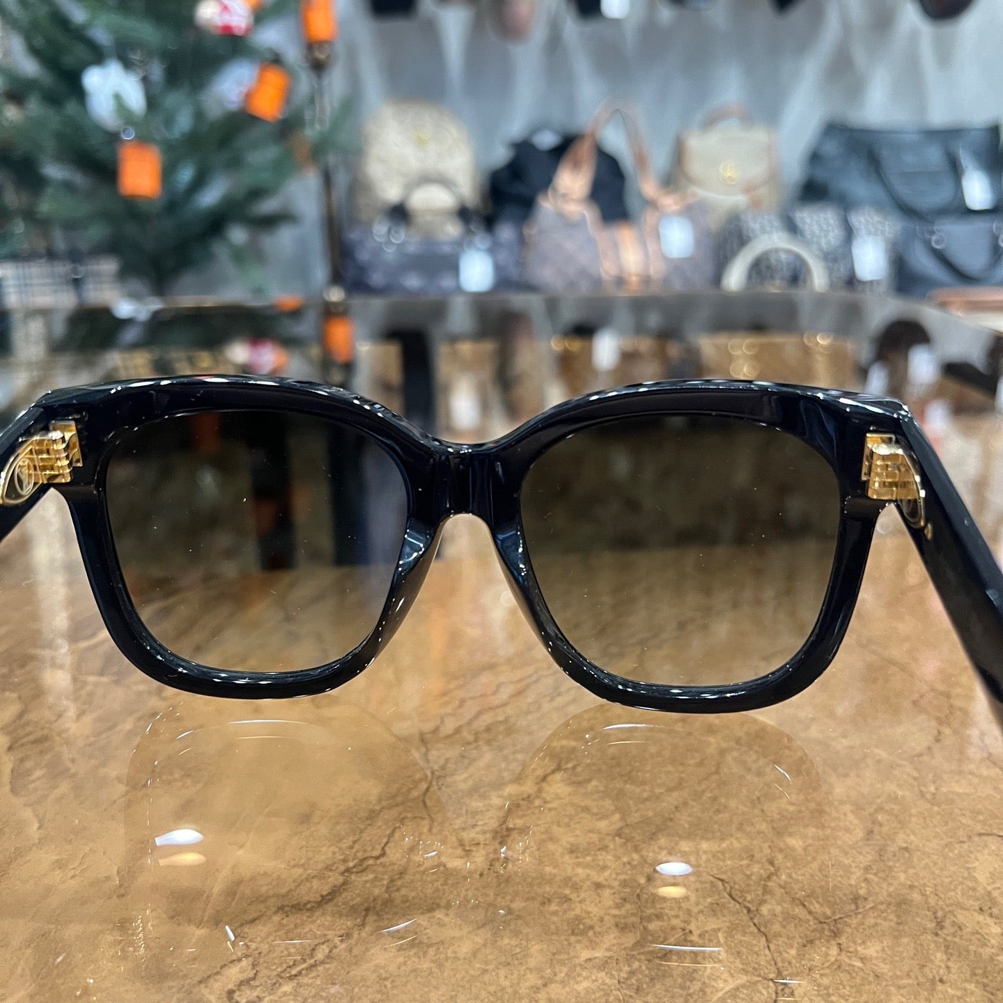 LOUIS VUITTON LV My Monogram Cat Eye Sunglasses, 58??19 143, Black, with Box and Dust Bag, LV Grey Resin Sunglasses