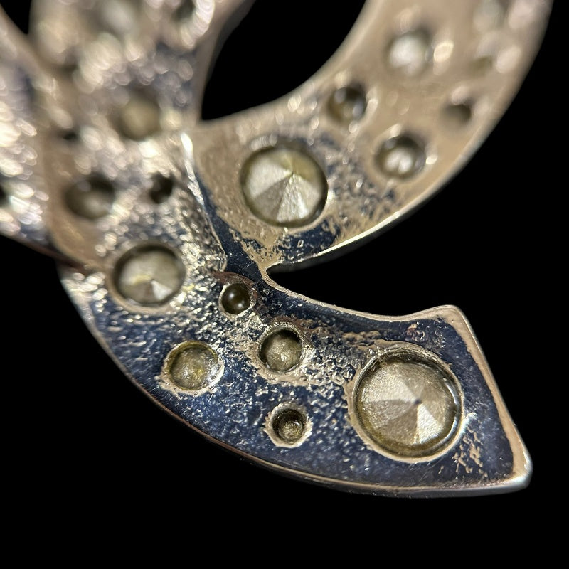 CHANEL Brooch, Rhinestone with Silver Hardware