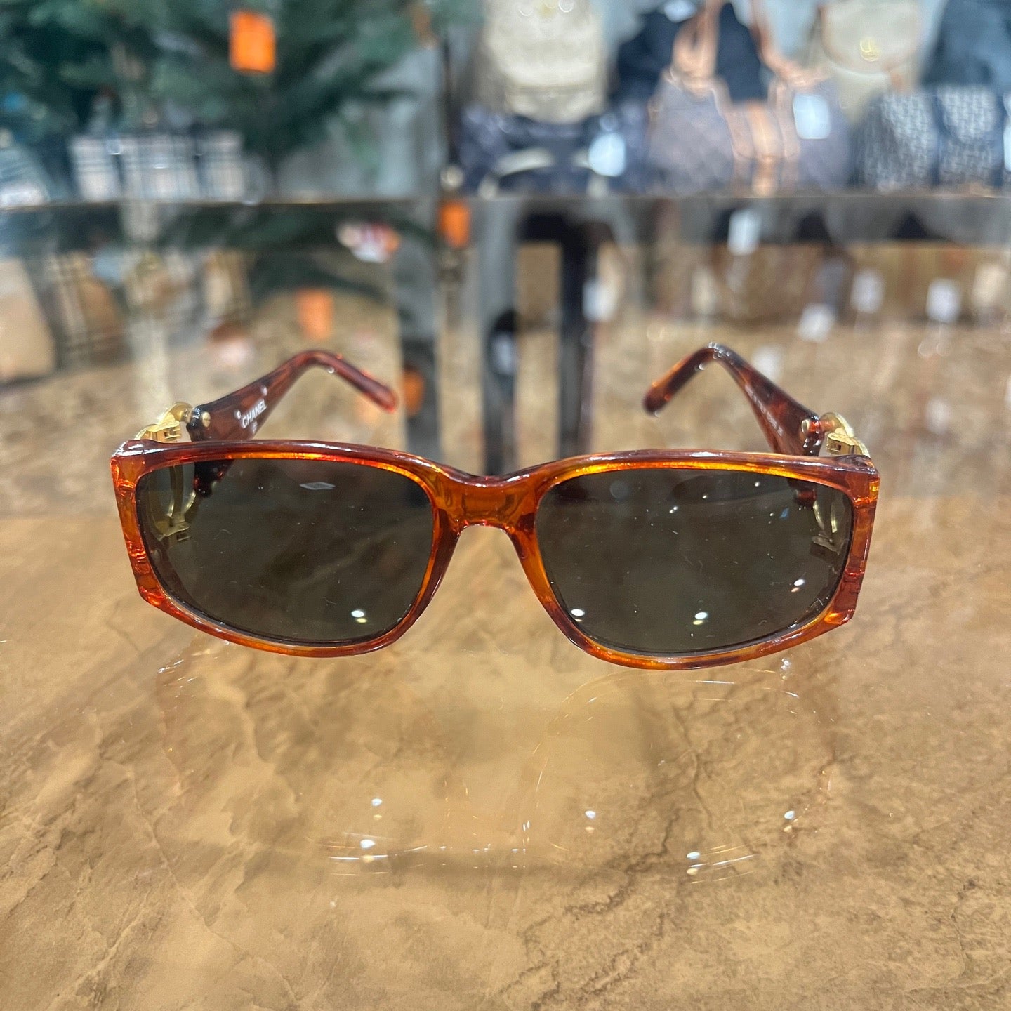CHANEL Sunglasses, Brown, with Dust Bag. CHANEL Brown Resin Sunglasses.